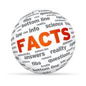 Image of Facts Icon. It is a sphere made up of words in black typeface. Some of these are unreadable while others say things like 